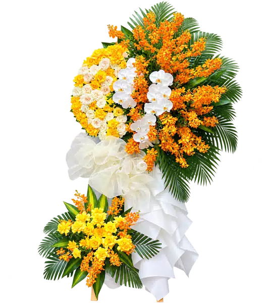 Kệ Hoa Viếng Cam Trắng (Vừa) – Mẫu 1368