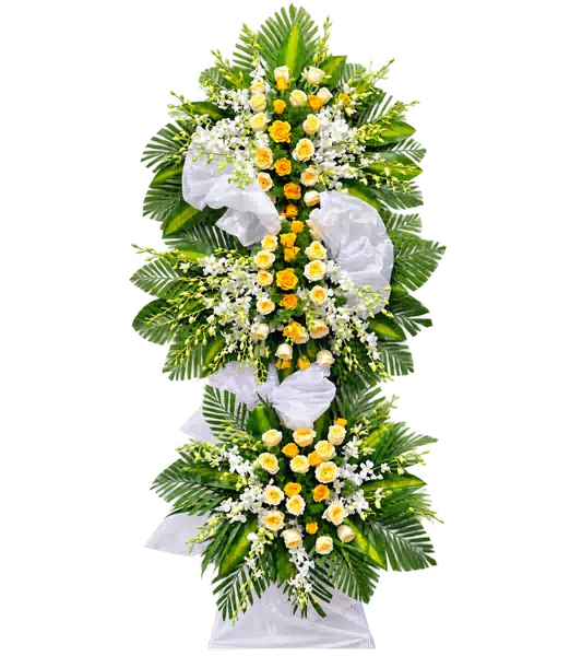 Kệ Hoa Viếng Cam Trắng (Vừa) – Mẫu 1420