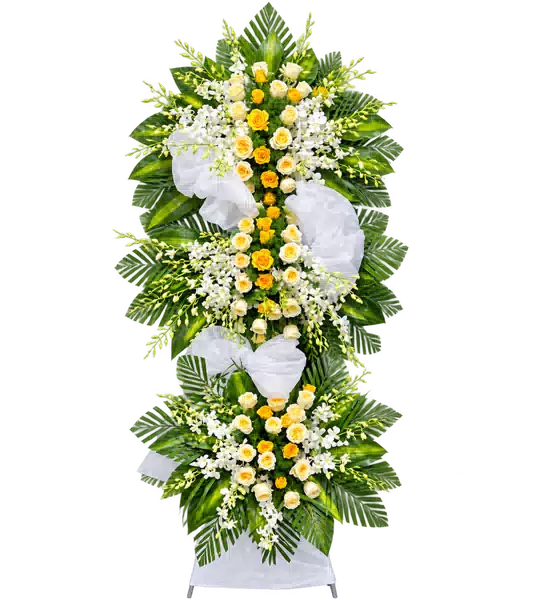 Kệ Hoa Viếng Cam Trắng (Vừa) – Mẫu 1425