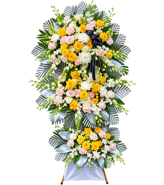 Kệ Hoa Viếng Cam Trắng (Vừa) – Mẫu 1434