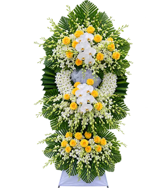 Kệ Hoa Viếng Cam Trắng (Vừa) – Mẫu 1469
