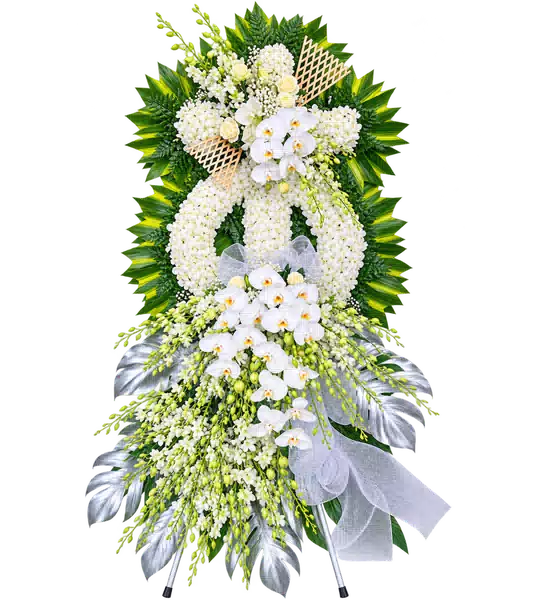 Kệ Hoa Viếng Hình Thánh Giá Trắng Xanh (Vừa) – Mẫu 1385