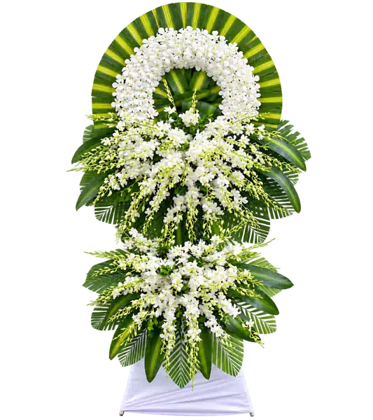 Kệ Hoa Viếng Lan Trắng Hai Tầng (Tiêu chuẩn) – Mẫu 1222