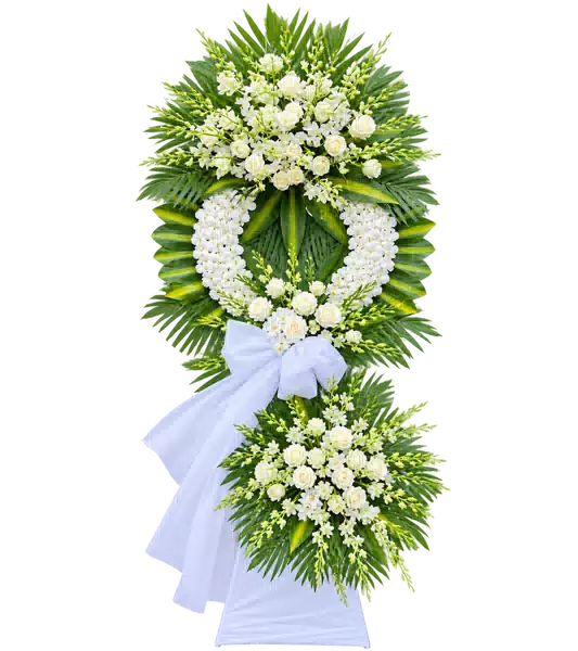 Kệ Hoa Viếng Lan Trắng Hồng Trắng Ba Tầng (Tiêu chuẩn) – Mẫu 1218