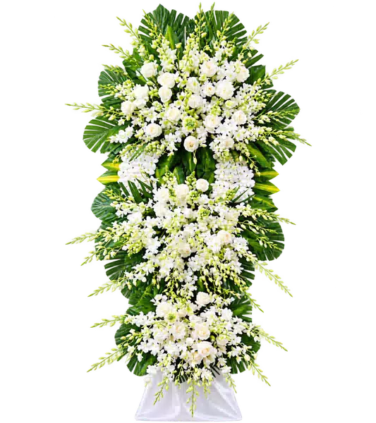 Kệ Hoa Viếng Lan Trắng Hồng Trắng Ba Tầng (Tiêu chuẩn) – Mẫu 1207