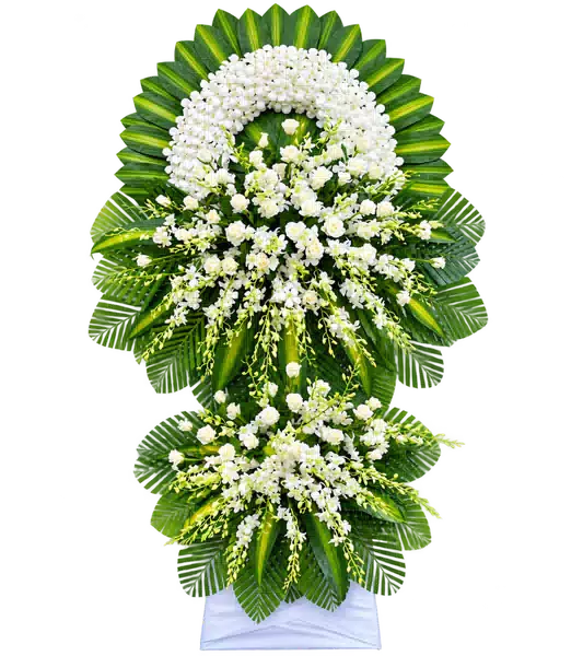 Kệ Hoa Viếng Lan Trắng Hồng Trắng Hai Tầng (Tiêu chuẩn) – Mẫu 1213