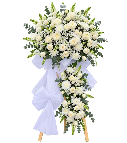Kệ Hoa Viếng Trắng Xanh Dáng Cao Thanh Nhã