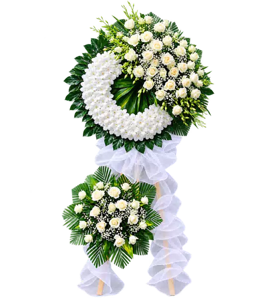 Kệ Hoa Viếng Trắng Xanh (Vừa) – Mẫu 1294