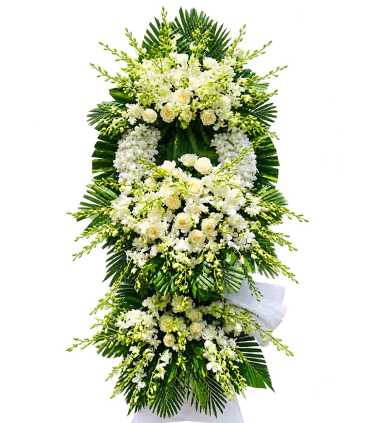 Kệ Hoa Viếng Trắng Xanh (Vừa) – Mẫu 1480