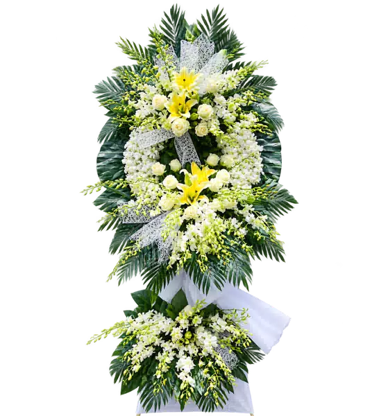 Kệ Hoa Viếng Trắng Xanh (Vừa) – Mẫu 1481