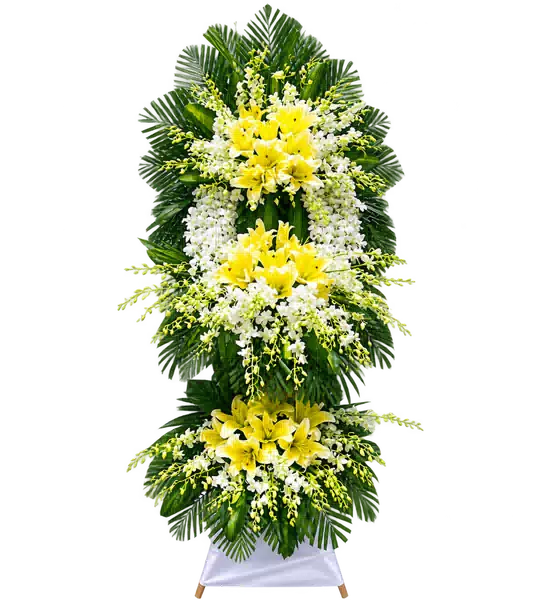 Kệ Hoa Viếng Trắng Xanh (Vừa) – Mẫu 1483