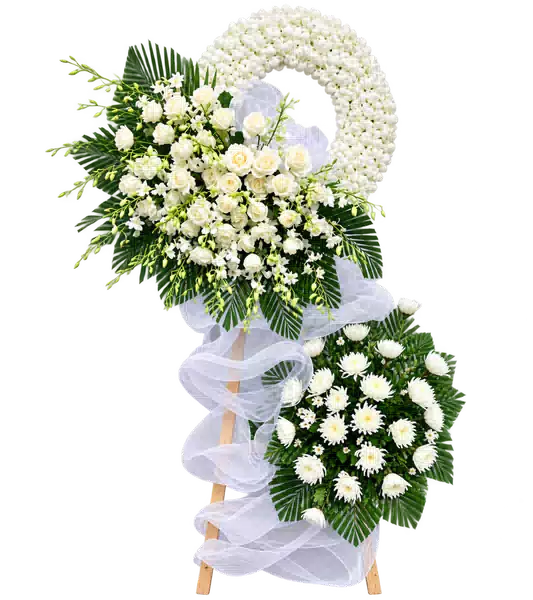Kệ Hoa Viếng Trắng Xanh (Vừa) – Mẫu 1295