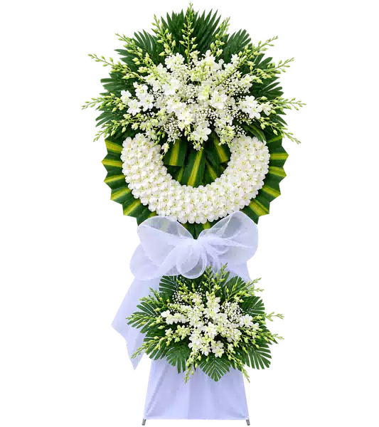 Kệ Hoa Viếng Trắng Xanh (Vừa) – Mẫu 1296