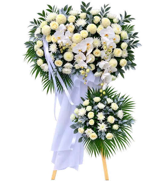 Kệ Hoa Viếng Trắng Xanh (Vừa) – Mẫu 1297