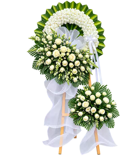 Kệ Hoa Viếng Trắng Xanh (Vừa) – Mẫu 1298