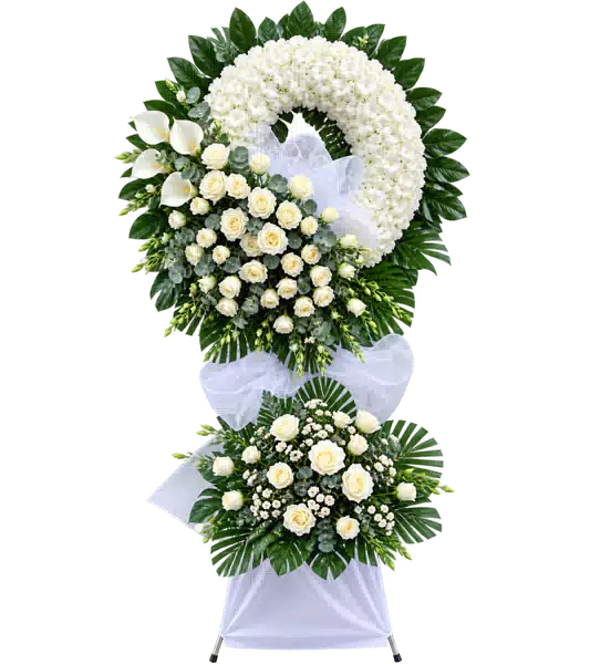 Kệ Hoa Viếng Trắng Xanh (Vừa) – Mẫu 1299