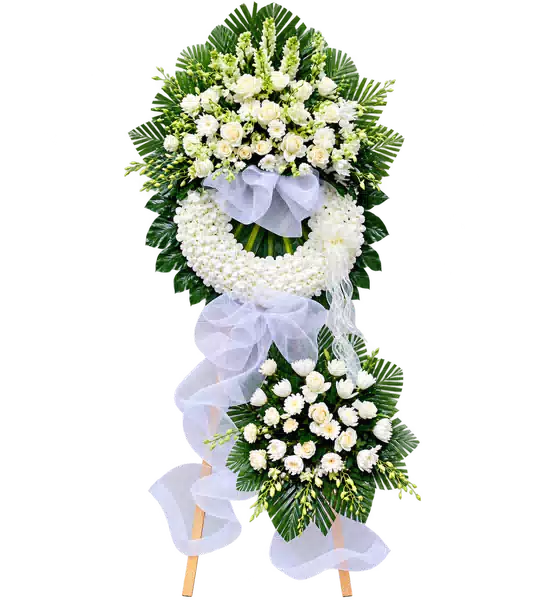 Kệ Hoa Viếng Trắng Xanh (Vừa) – Mẫu 1300