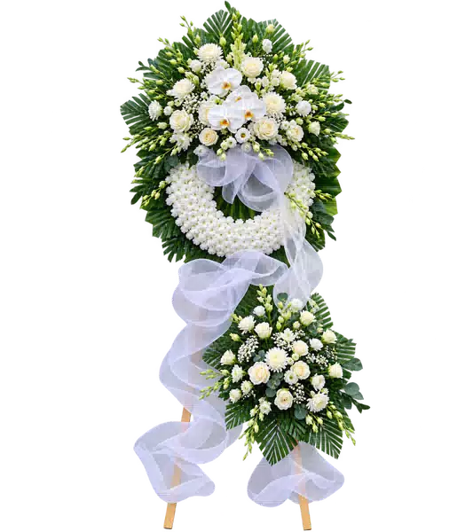 Kệ Hoa Viếng Trắng Xanh (Vừa) – Mẫu 1303