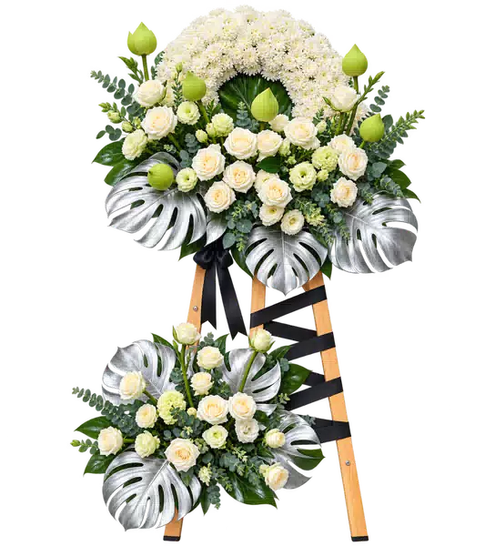 Kệ Hoa Viếng Trắng Xanh (Vừa) – Mẫu 1285