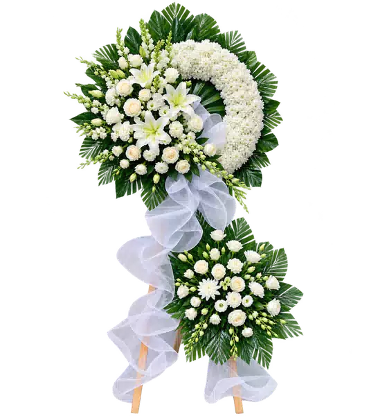 Kệ Hoa Viếng Trắng Xanh (Vừa) – Mẫu 1305