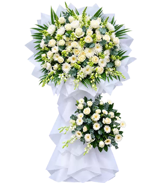 Kệ Hoa Viếng Trắng Xanh (Vừa) – Mẫu 1309