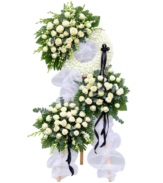 Kệ Hoa Viếng Trắng Xanh (Vừa) – Mẫu 1311