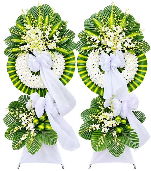 Kệ Hoa Viếng Trắng Xanh (Vừa) – Mẫu 1316