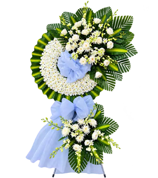 Kệ Hoa Viếng Trắng Xanh (Vừa) – Mẫu 1318