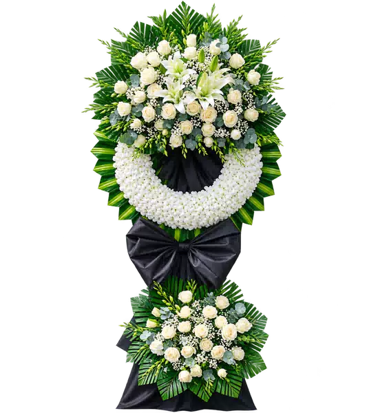 Kệ Hoa Viếng Trắng Xanh (Vừa) – Mẫu 1287