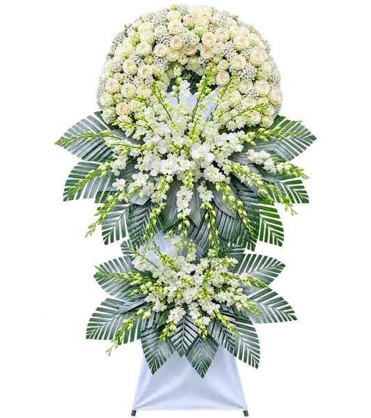 Kệ Hoa Viếng Trắng Xanh (Vừa) – Mẫu 1323