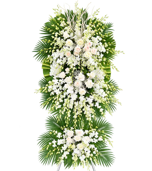 Kệ Hoa Viếng Trắng Xanh (Vừa) – Mẫu 1333