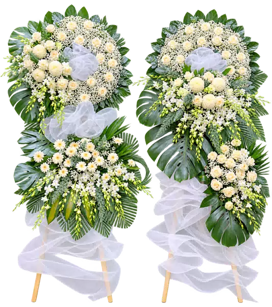 Kệ Hoa Viếng Trắng Xanh (Vừa) – Mẫu 1288