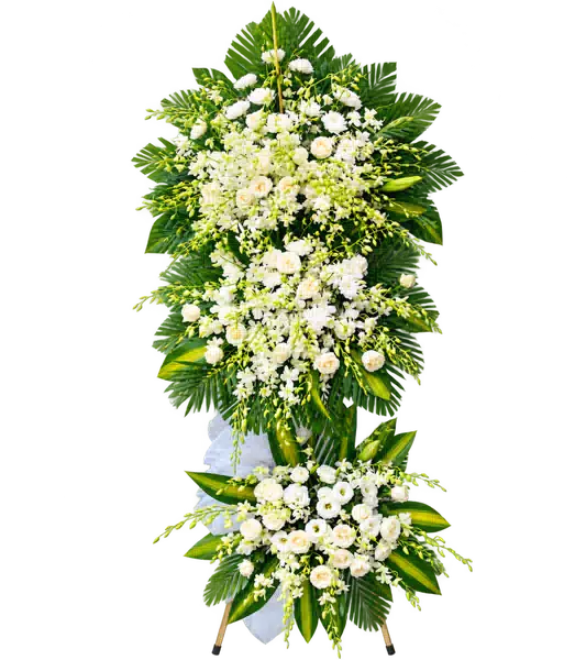 Kệ Hoa Viếng Trắng Xanh (Vừa) – Mẫu 1336