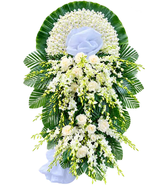 Kệ Hoa Viếng Trắng Xanh (Vừa) – Mẫu 1339