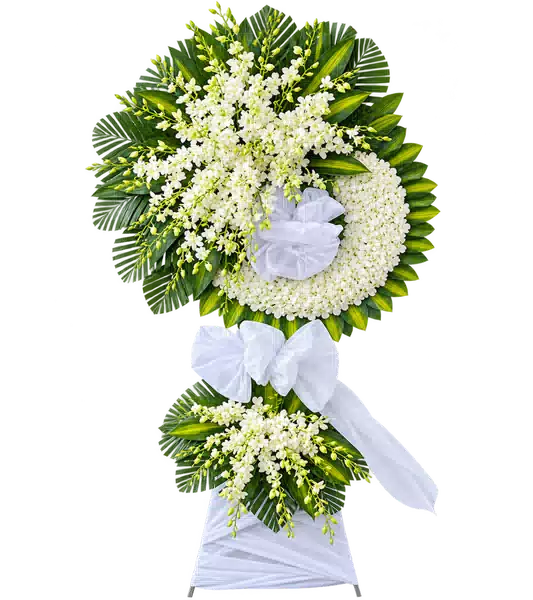 Kệ Hoa Viếng Trắng Xanh (Vừa) – Mẫu 1342