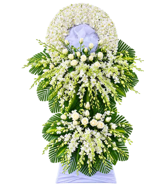 Kệ Hoa Viếng Trắng Xanh (Vừa) – Mẫu 1344