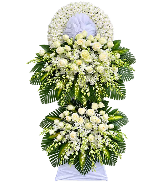Kệ Hoa Viếng Trắng Xanh (Vừa) – Mẫu 1346
