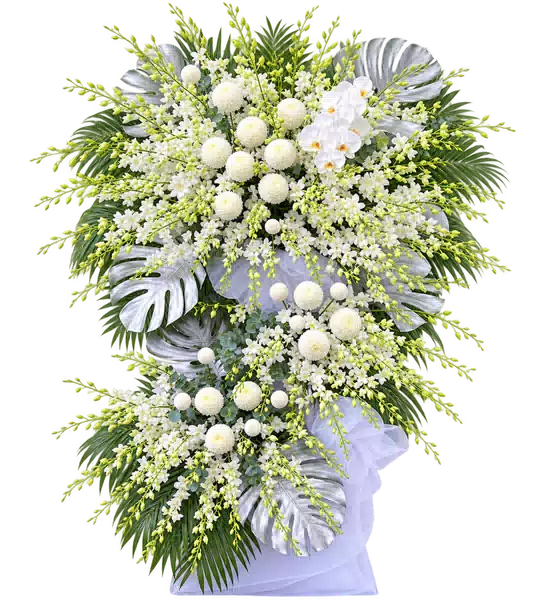 Kệ Hoa Viếng Trắng Xanh (Vừa) – Mẫu 1347