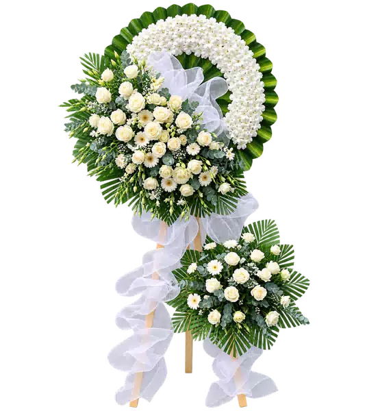 Kệ Hoa Viếng Trắng Xanh (Vừa) – Mẫu 1289