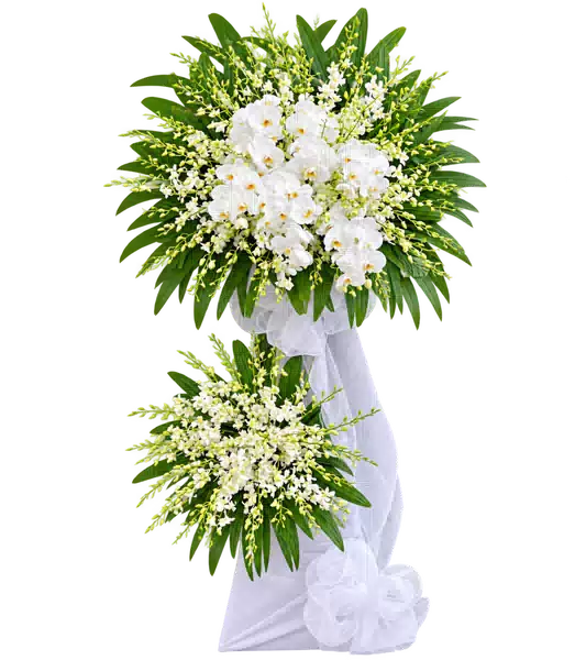 Kệ Hoa Viếng Trắng Xanh (Vừa) – Mẫu 1348