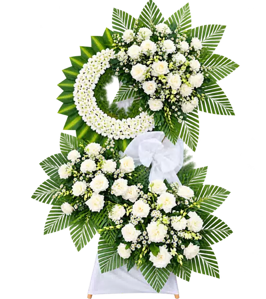 Kệ Hoa Viếng Trắng Xanh (Vừa) – Mẫu 1353