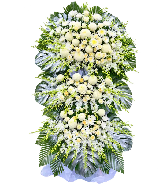 Kệ Hoa Viếng Trắng Xanh (Vừa) – Mẫu 1357