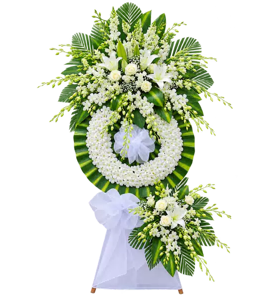 Kệ Hoa Viếng Trắng Xanh (Vừa) – Mẫu 1358
