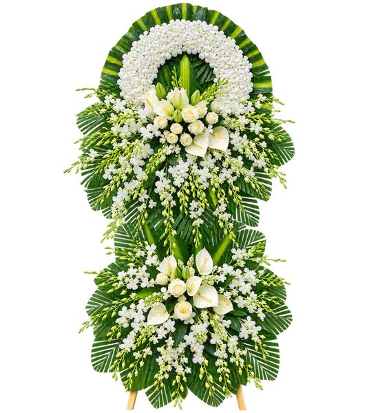 Kệ Hoa Viếng Trắng Xanh (Vừa) – Mẫu 1359