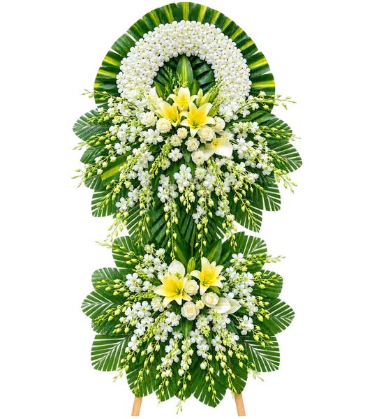 Kệ Hoa Viếng Trắng Xanh (Vừa) – Mẫu 1360