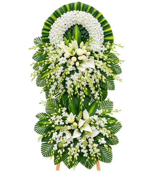 Kệ Hoa Viếng Trắng Xanh (Vừa) – Mẫu 1361