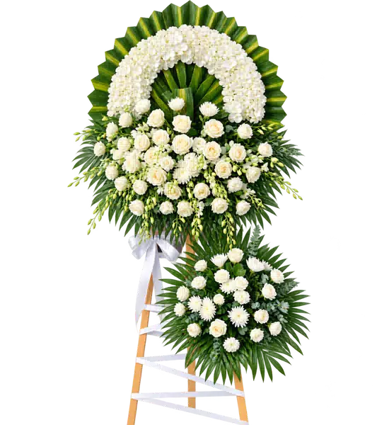 Kệ Hoa Viếng Trắng Xanh (Vừa) – Mẫu 1290