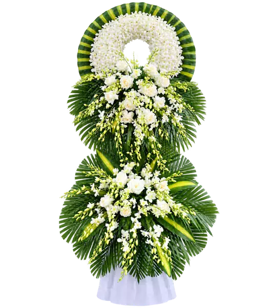 Kệ Hoa Viếng Trắng Xanh (Vừa) – Mẫu 1363