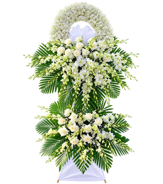 Kệ Hoa Viếng Trắng Xanh (Vừa) – Mẫu 1364