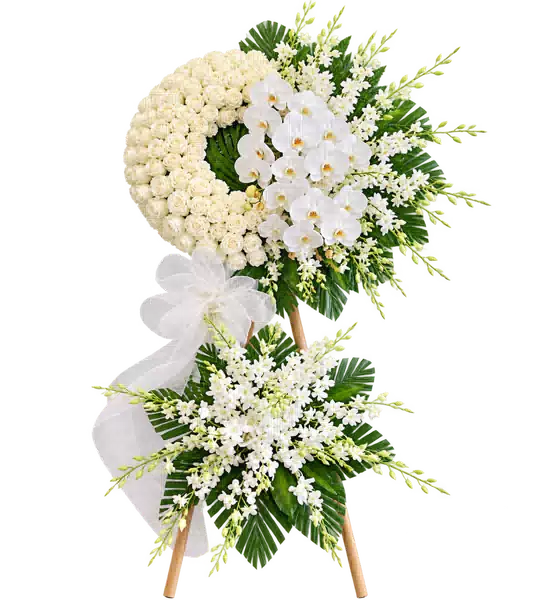 Kệ Hoa Viếng Trắng Xanh (Vừa) – Mẫu 1365